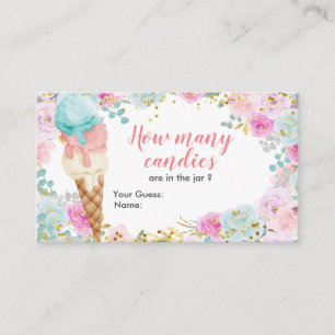 Carte D'accompagnement Pastel Crème de glace Floral Devinez Combien de bo