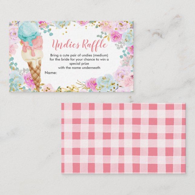 Carte D'accompagnement Pastel Crème glacée Undies Raffle Enceinte Card (Devant / Derrière)