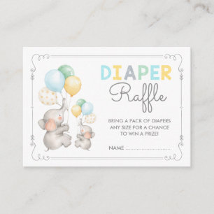 Carte D'accompagnement Pastel Elephant Diaper Raffle Jungle Safari bébé