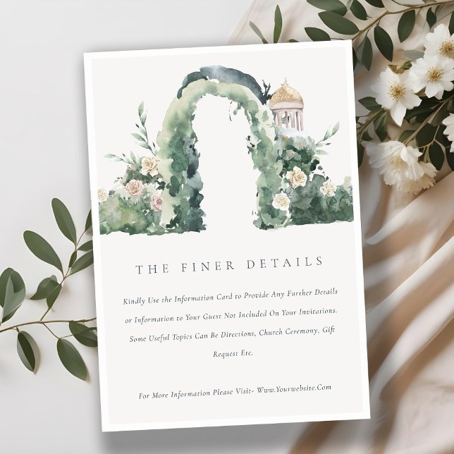 Carte D'accompagnement Pastel Flora Garden Arch Botanique Mariage Détails (Créateur téléchargé)