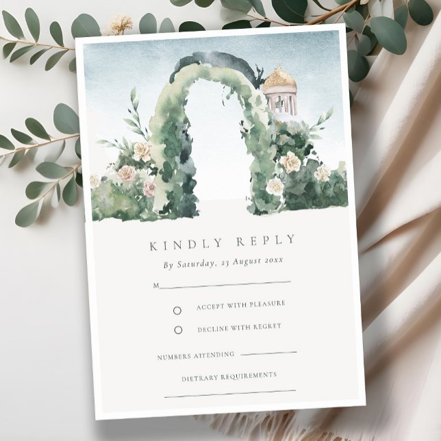 Carte D'accompagnement Pastel Floral Garden Arch Mariage botanique RSVP (Créateur téléchargé)