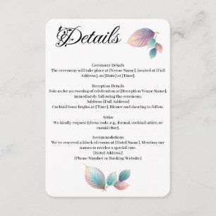 Carte D'accompagnement Pastel Iridescente Feuille Mariage Dreamy Pastels