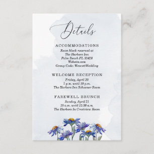 Carte D'accompagnement Pastel Lavender Purple Daisies Détails du Mariage