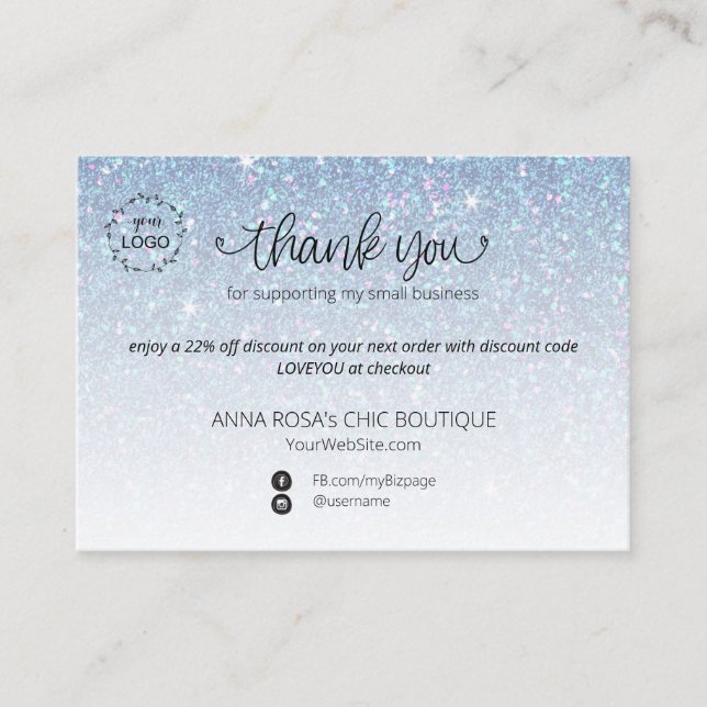 Carte D'accompagnement *~* Pastel Parties scintillant Merci QR marque de  (Devant)