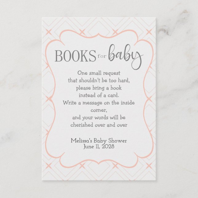 Carte D'accompagnement Pastel Peach et Cream Livres géométriques pour béb (Devant)