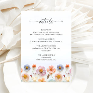 Carte D'accompagnement Pastel Pink Bohemian Fleur sauvage Détails Mariage