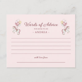 Carte D'accompagnement Pastel Pink Cute Girl Baby Shower Words of Advice
