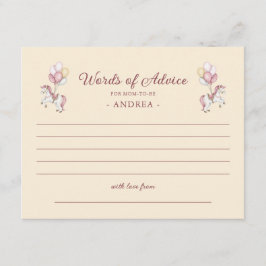Carte D'accompagnement Pastel Pink Cute Girl Baby Shower Words of Advice