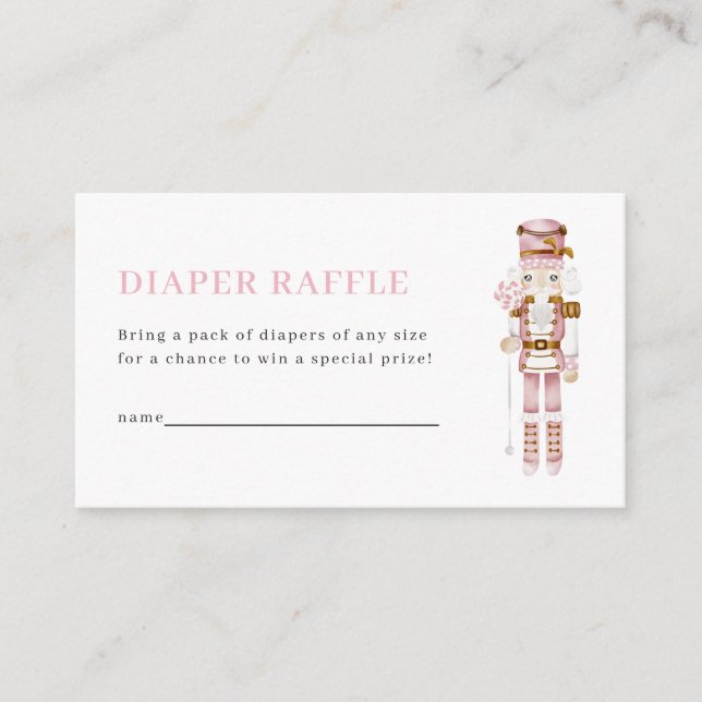 Carte D'accompagnement Pastel Pink Nutcracker Diaper Raffle Card (Devant)