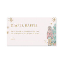 Pastel Pink Nutcracker Diaper Raffle Card Baby 