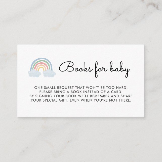 Carte D'accompagnement Pastel Rainbow Boy Baby showers Livres Insérer (Devant)