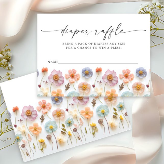 Carte D'accompagnement Pastel Rose Fleur sauvage Baby shower Déchets Raff (Créateur téléchargé)