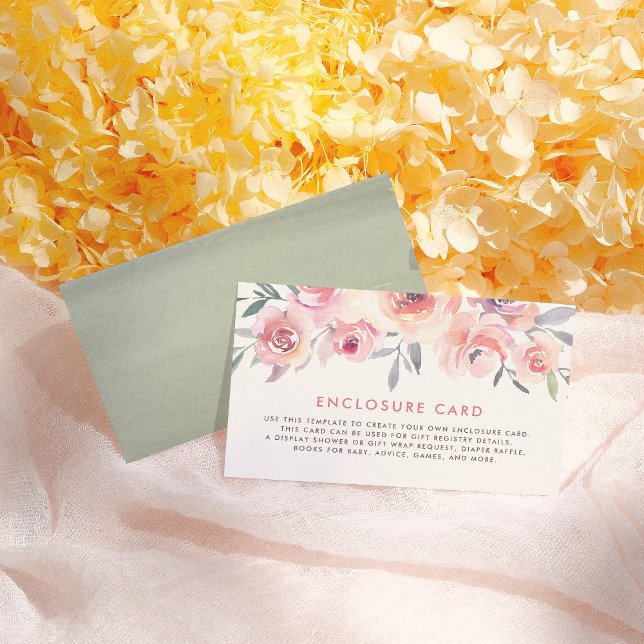 Carte D'accompagnement Pastel Roses Roses Roses Roses Verdure Baby shower (Créateur téléchargé)