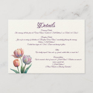 Carte D'accompagnement Pastel Tulip Mariage Suite Typographie élégante