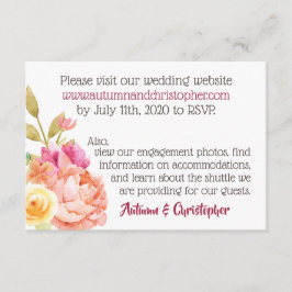 Carte D'accompagnement Pastel Watercolor Florals Site Mariage