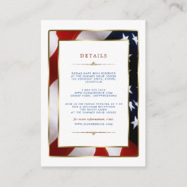 Carte D'accompagnement Patriotique, Elegant USA Drapeau Or Mariage Détail