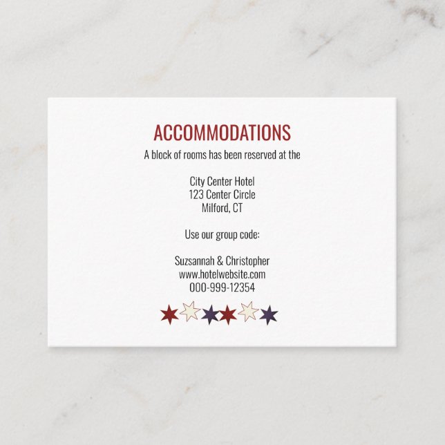 Carte D'accompagnement Patriotique Rouge Bleu Bleu Top Étoiles Bas (Devant)