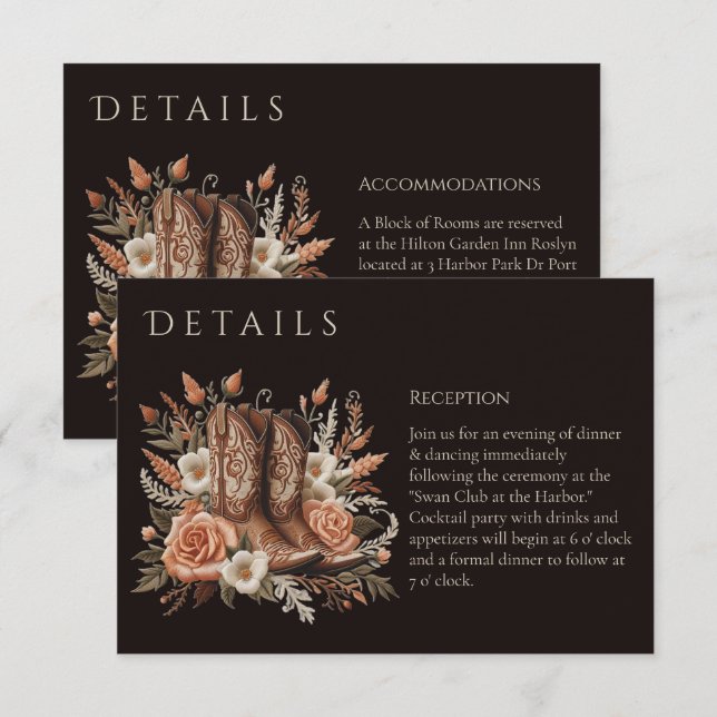 Carte D'accompagnement Pays élégant moderne Occidental- Fleurs (Devant / Derrière)