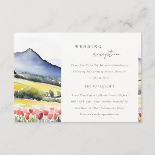 Carte D'accompagnement Paysage Floral de Printemps de Mariage en Réceptio