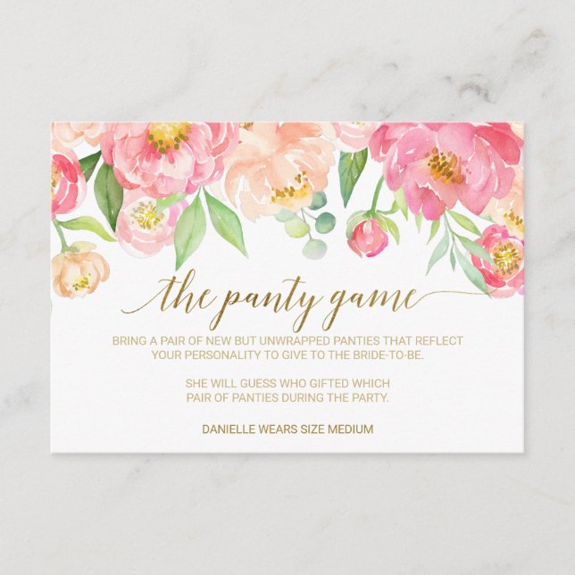 Carte D'accompagnement Peach and Pink Peony Flowers The Panty Game (Devant)