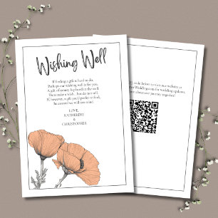 Carte D'accompagnement Peach Floral Poppies Élégant Mariage Souhaite bien