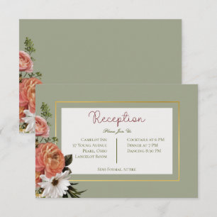 Carte D'accompagnement Peach Mimosa Fleurit Floral Mariage Réception