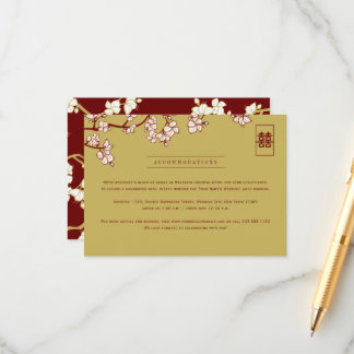 Carte D'accompagnement Peach/Plum Blossoms And Double Happiness Wedding