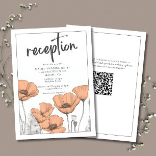 Carte D'accompagnement Peach Poppies Élégante Réception De Mariage Floral
