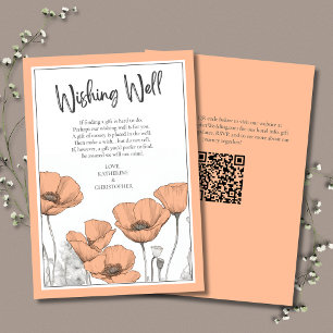 Carte D'accompagnement Peach Poppies Floral Élégant Mariage Souhaite bien