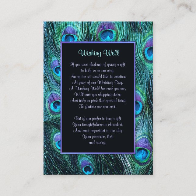 Carte D'accompagnement Peacock Feather Drame Mariage - Wishing Well (Devant)