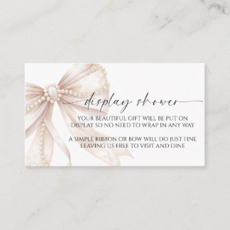 Carte D'accompagnement Pearl and Bow Display Baby Shower Enclosure Card