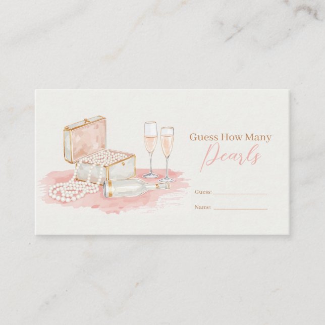 Carte D'accompagnement Pearls & Prosecco Guess How Many Pearls (Devant)