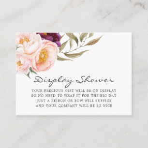 Carte D'accompagnement Pêche & Bourgogne Baby shower Floral Écran Douche