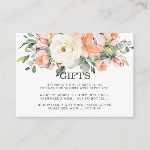 Carte D'accompagnement Pêche rose ivoire blanc Floral Mariage désirant bi