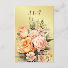 Carte D'accompagnement Pêche Rustique et Mariage Floral Or