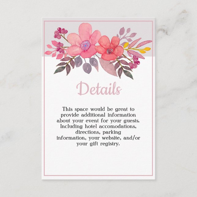 Carte D'accompagnement Pensez aux détails de Dusty Pink (Devant)