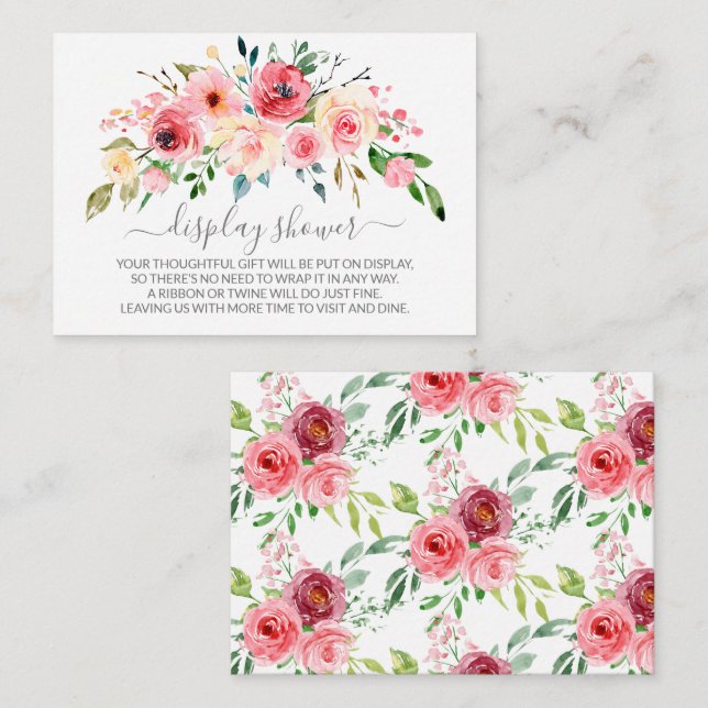 Carte D'accompagnement Peonies Rose Floral Baby shower Cadeau (Devant / Derrière)
