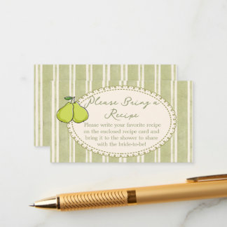 Carte D'accompagnement Perfect pair pear bridal shower recipe