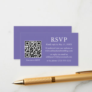 Carte D'accompagnement Périwinkle Mariage minimal QR RSVP