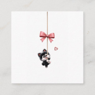 Carte D'accompagnement Personnage Mignon avec Porte-Clés Ruban Rose - Ado