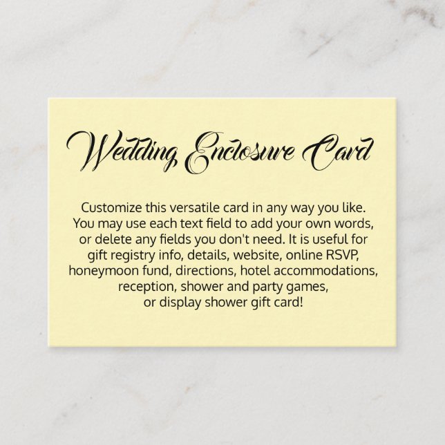 Carte D'accompagnement Personnalisé, simple do-it-yourself jaune pâle Mar (Devant)