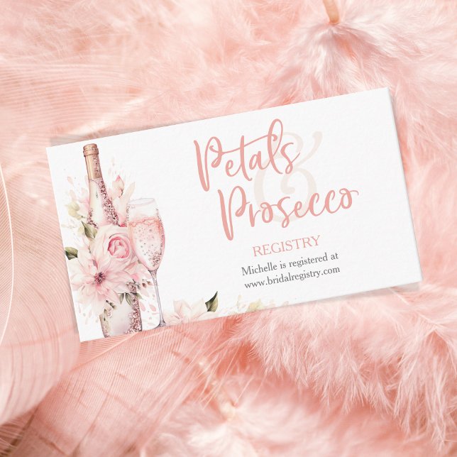Carte D'accompagnement Pétales d'aquarelle rose pâle et greffe de poursui (blush pink peachy prosecco)