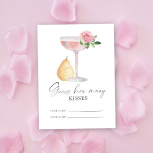 Carte D'accompagnement Pétales & Prosecco - devine combien de baisers