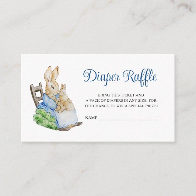 Carte D'accompagnement Peter Rabbit Baby shower Déchets Raffle (Devant)