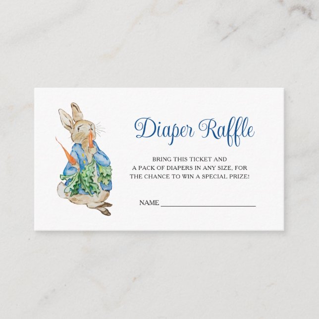 Carte D'accompagnement Peter Rabbit Baby shower Déchets Raffle (Devant)