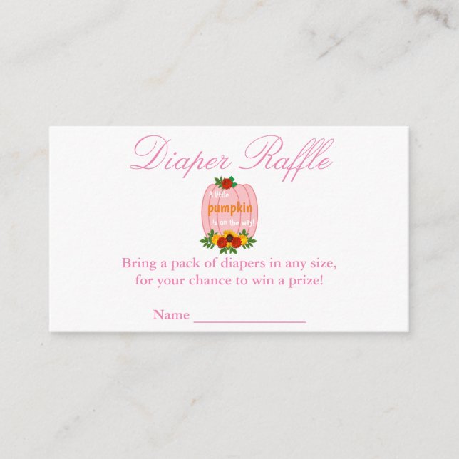 Carte D'accompagnement Petit Baby shower Citrouille Déchets Raffle (Devant)