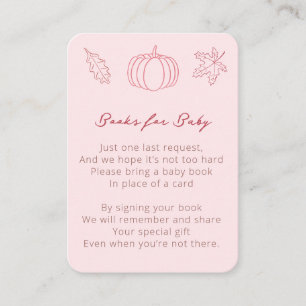 Carte D'accompagnement Petit Baby shower Citrouille Rose Apporte Un Livre