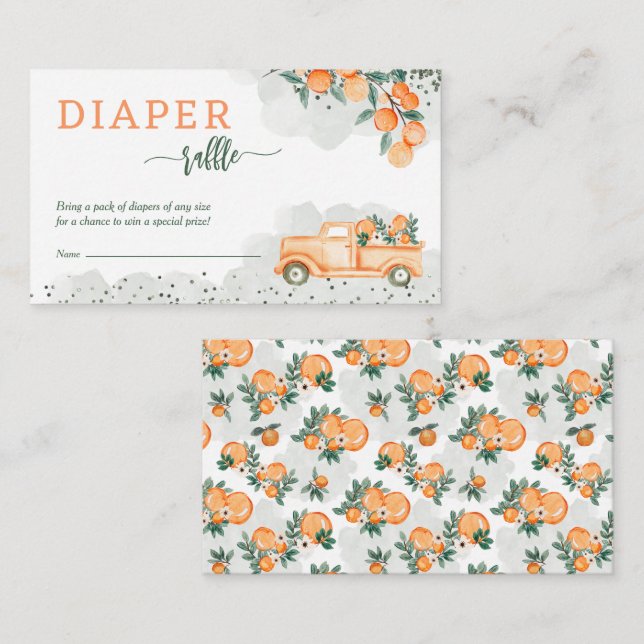 Carte D'accompagnement Petit Baby shower Cutie Déchets Raffle (Devant / Derrière)