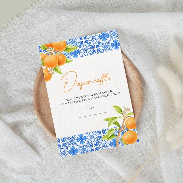 Carte D'accompagnement Petit Baby shower de carafe de couches d'agrumes d (little cutie is on the way diaper raffle baby shower enclosure card)