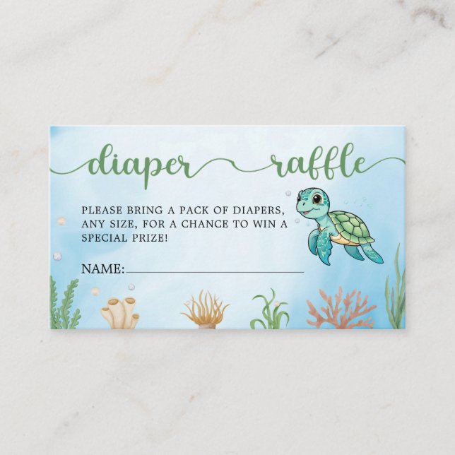 Carte D'accompagnement Petit Baby shower de tortue à éclos Raffle (Devant)